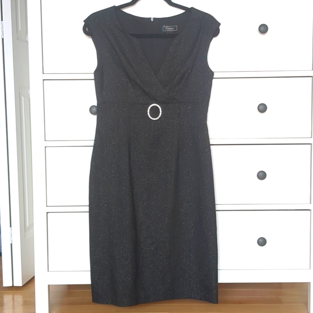 Sz 6 Dressbarn Black Dress with Silver Detail